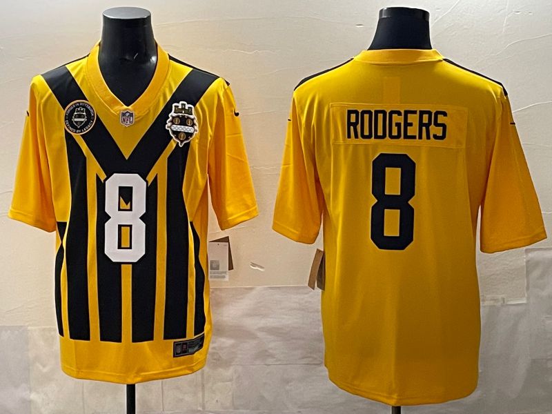 Men 2025 Pittsburgh Steelers 8 Rodgers Yellow Retro Nike Limited NFL Jersey style 03
